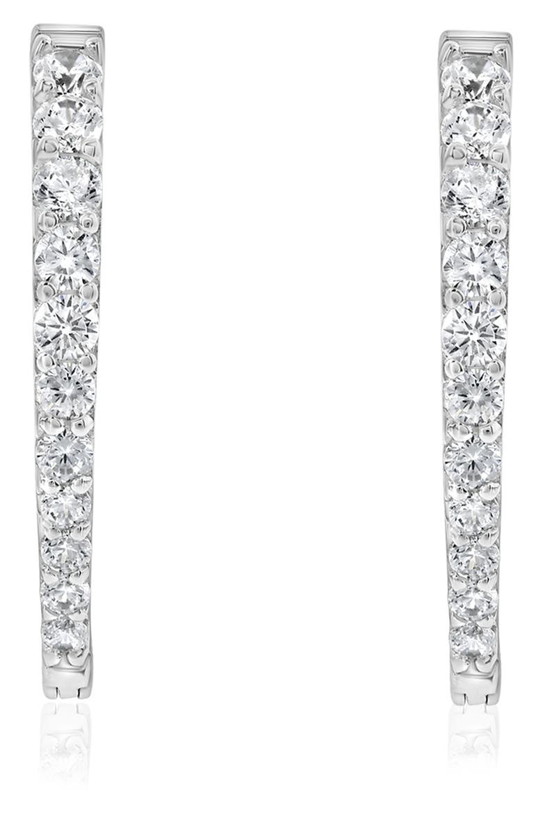 Cubic Zirconia Teardrop Hoop Earrings, Alternate, color, WHITE