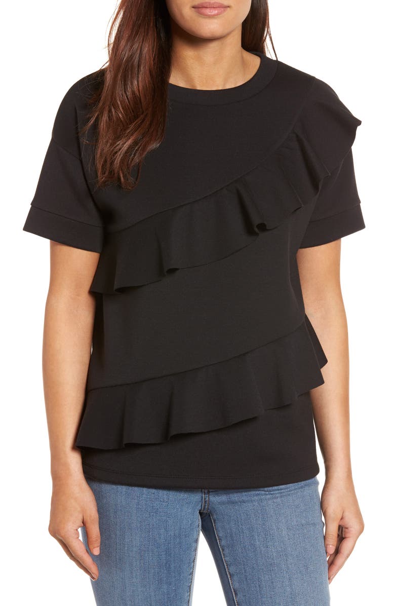 Halogen<sup>®</sup> Ruffle Front Neopene Sweatshirt, Main, color, 