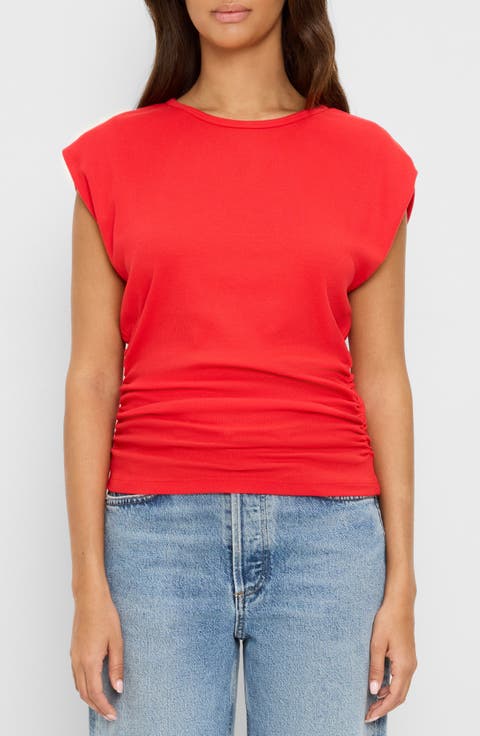 Joni Power Shoulder Rib Top