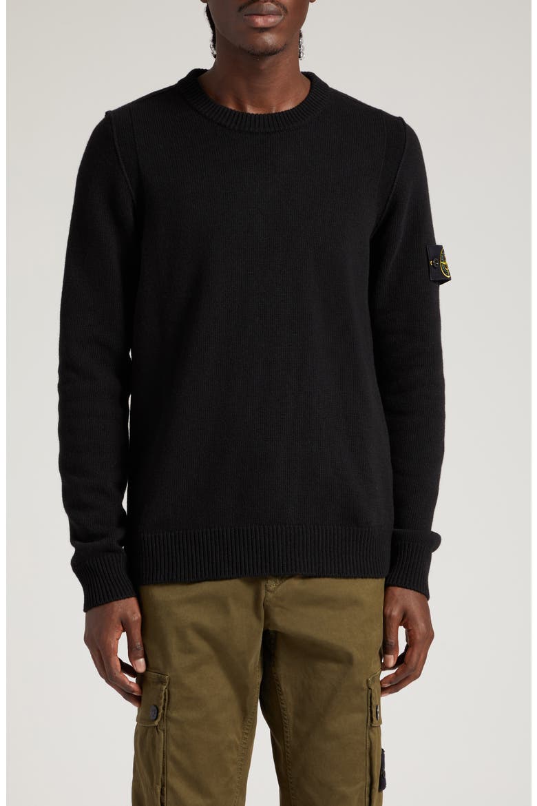 Crewneck Wool Blend Sweater, Main, color, BLACK