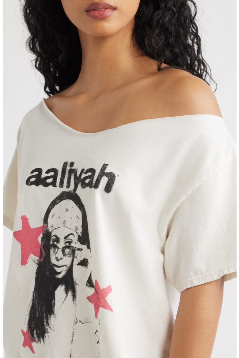 Aaliyah Off the Shoulder Graphic T-Shirt, Alternate, color, IVORY