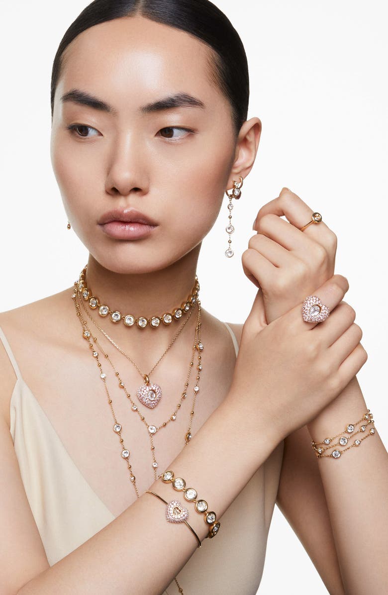 Swarovski Imber Layered Bracelet, Alternate, color, White/ Gold