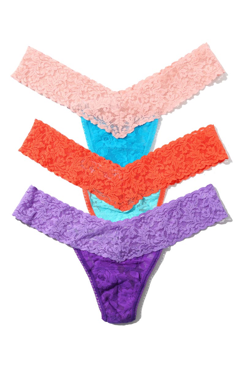 Hanky Panky Signature Lace Assorted 3-Pack Low Rise Thongs, Main, color,