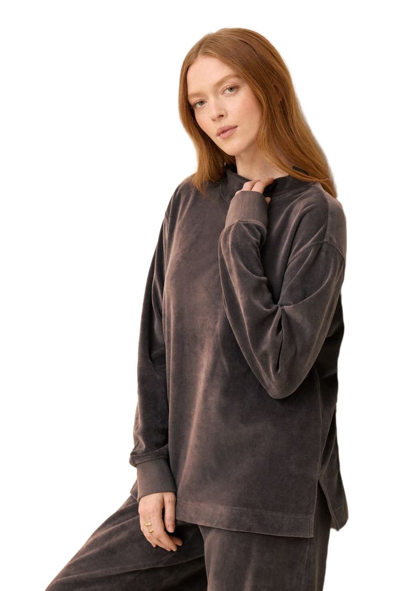 Organic Cotton Pure Velour Cozy Pullover, Alternate, color, Graphite