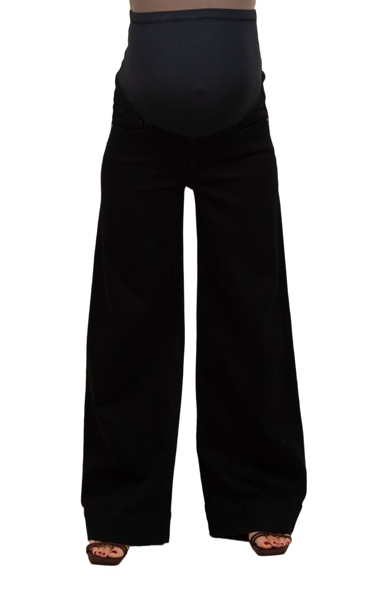 PinkBlush Super Wide Leg Maternity Jeans, Alternate, color, Black