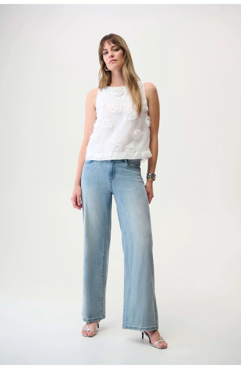 Joseph Ribkoff Novelty Sleeveless Top With 3D Floral Embroidery, Alternate, color, Off-White