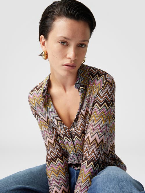 Missoni Chevron Pattern Blouse In Cotton And Viscose Blend In Multicoloured