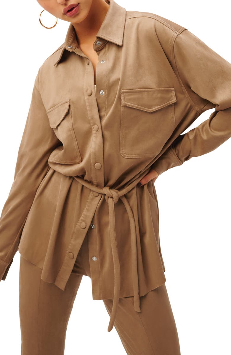 Good American Belted Shirt Jacket, Main, color,