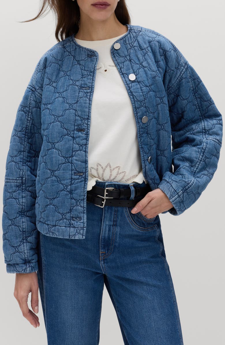 PER UNA BY M&S Quilted Denim Jacket, Alternate, color, Light Indigo Blue