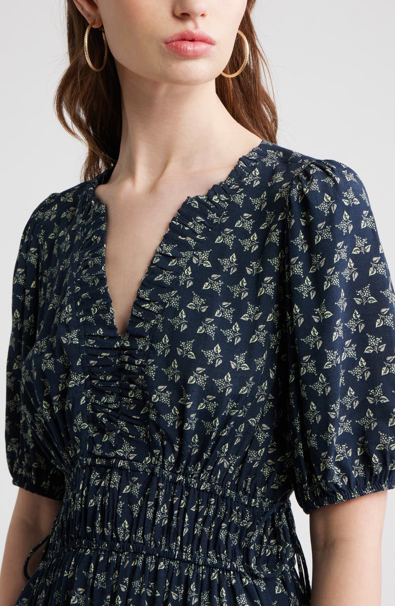 Treasure & Bond Print Puff Sleeve Minidress, Alternate, color, Navy Garden Ditsy