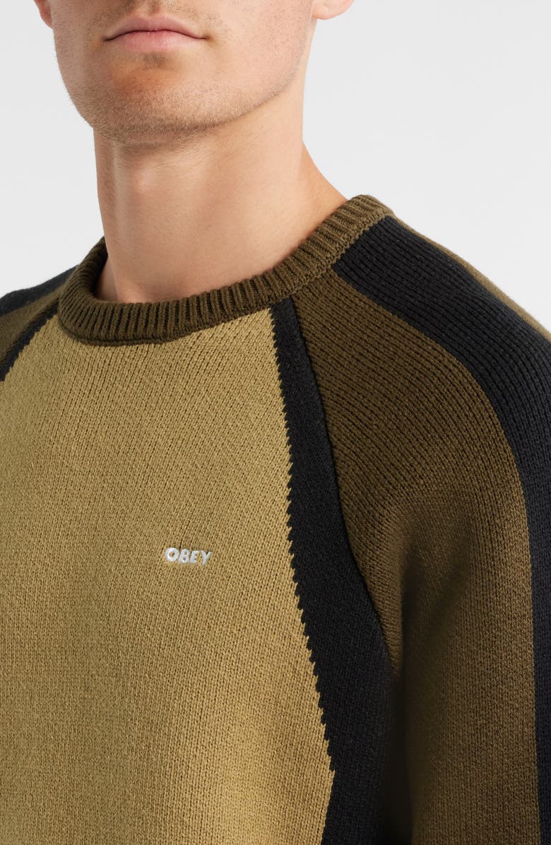 Obey Raglan Sleeve Sweater, Alternate, color, Mermaid Green Multi