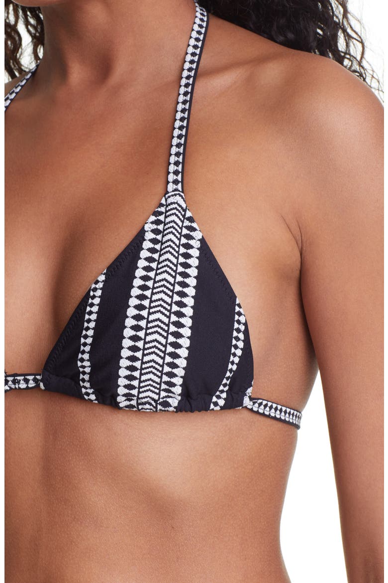 Luchia Triangle Bikini Top, Alternate, color, BLACK