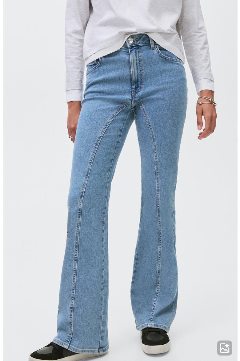 Seam Detail Mid Rise Flare Jeans, Main, color, LIGHT BLUE