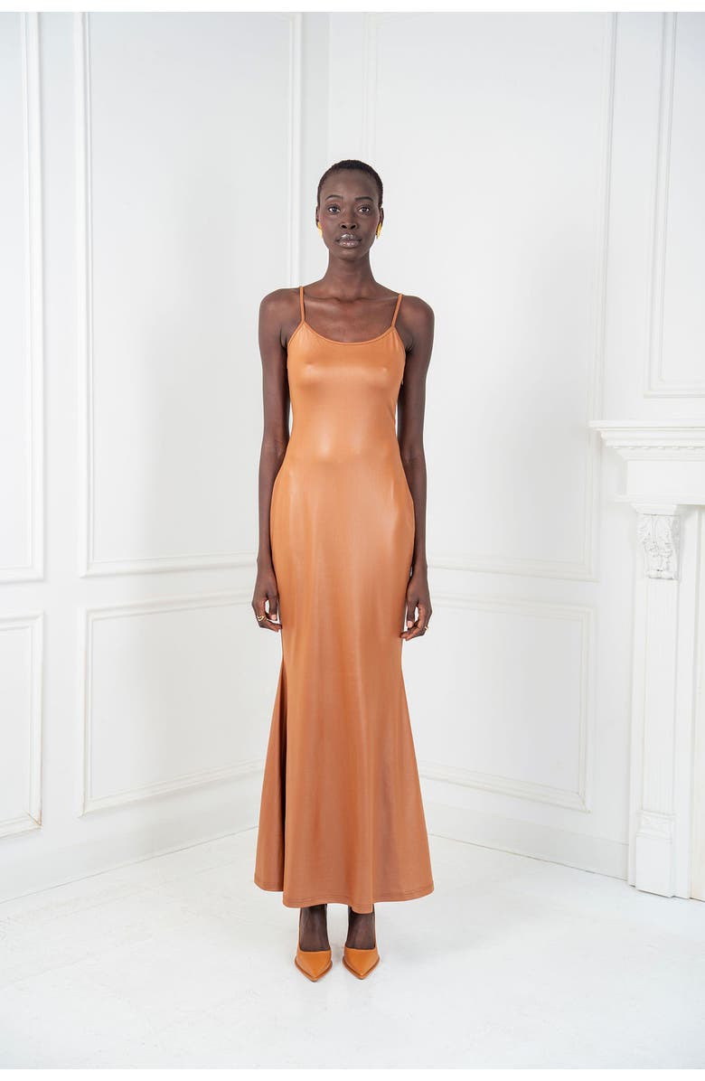 Chuks Collins Collin Armless Mermaid Dress, Alternate, color, Brown