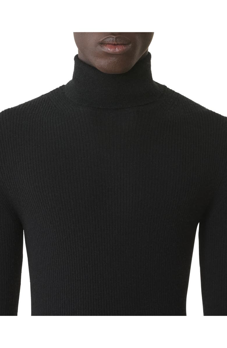 Lanvin Turtleneck Sweater In Merino Wool And Silk, Alternate, color, Black