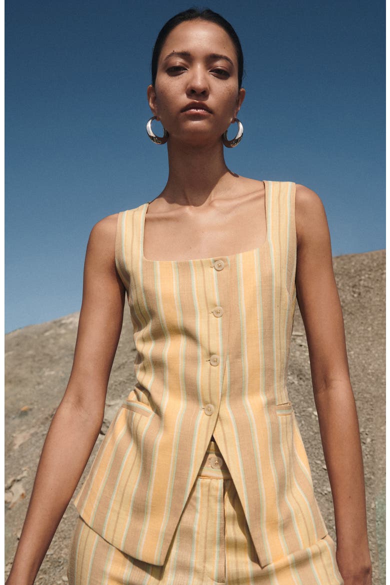 Stripe Square Neck Vest, Alternate, color, YELLOW