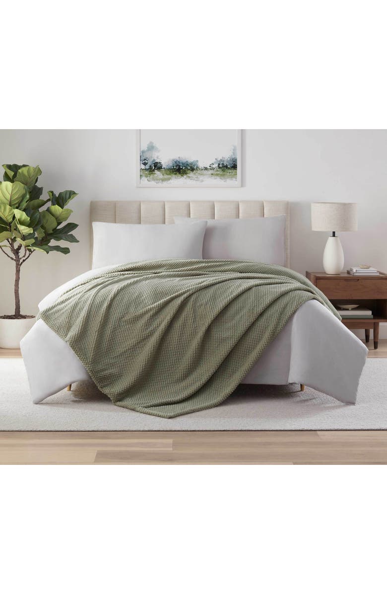 Vellux Plush Texture Throw Blanket, Alternate, color, Sage