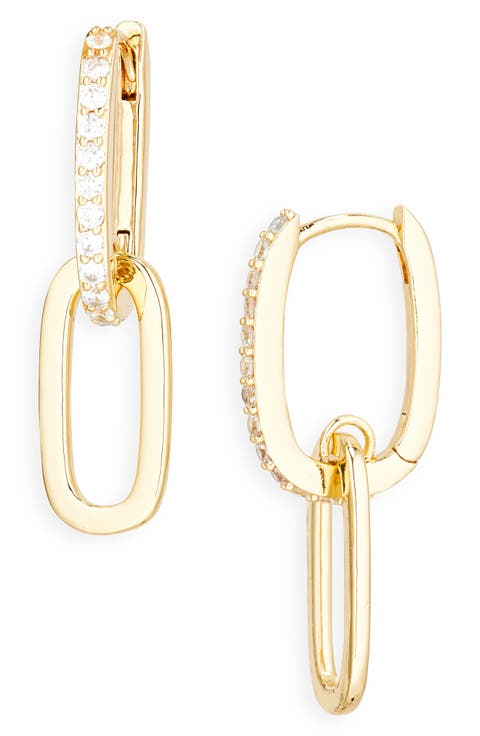 Cubic Zirconia Link Drop Earrings