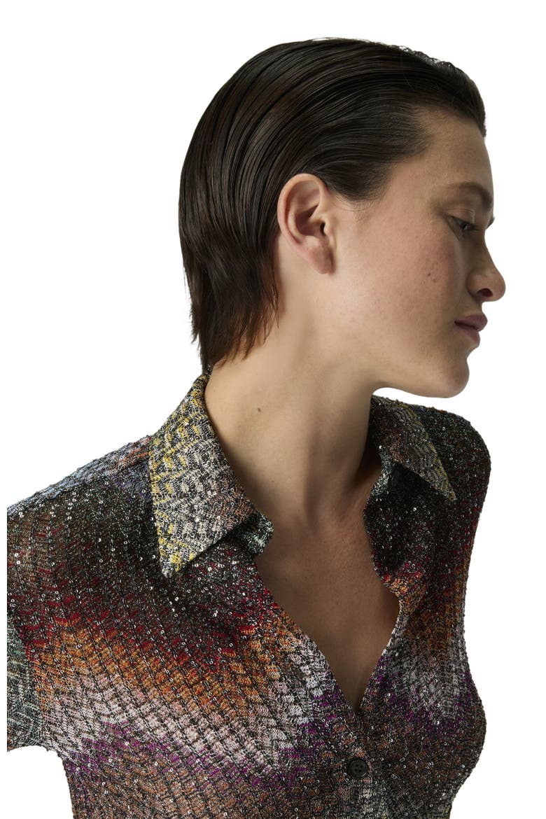 Shirt In Viscose Lamé Blend With Sequins, Alternate, color, Multicoloured