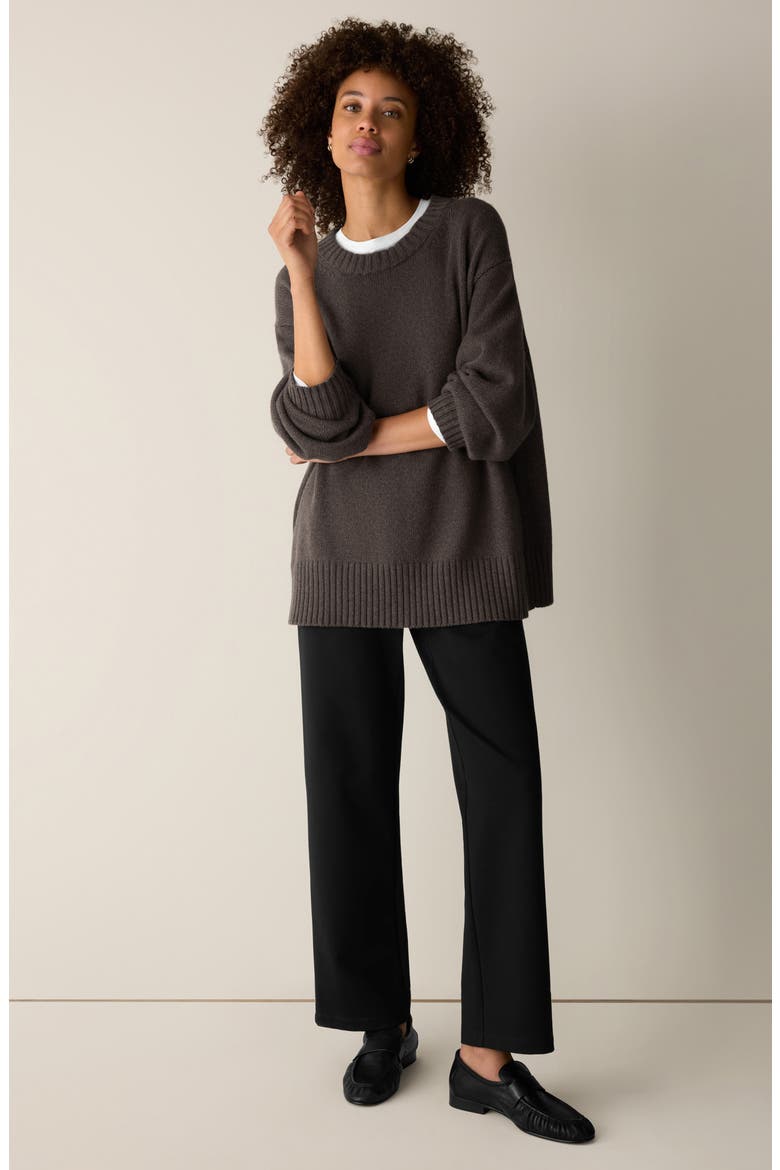 Organic Cotton & Recycled Cashmere Crewneck Sweater, Alternate, color, COBBLESTONE