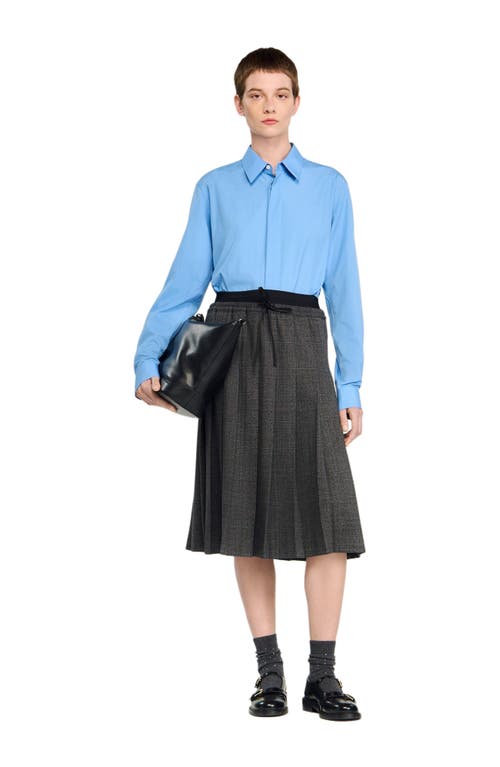Sandro Long Pleated Rhinestone Skirt In Multi