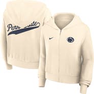 Nike Women's Nike Cream Penn State Nittany Lions Cropped Chill Full-Zip Hoodie