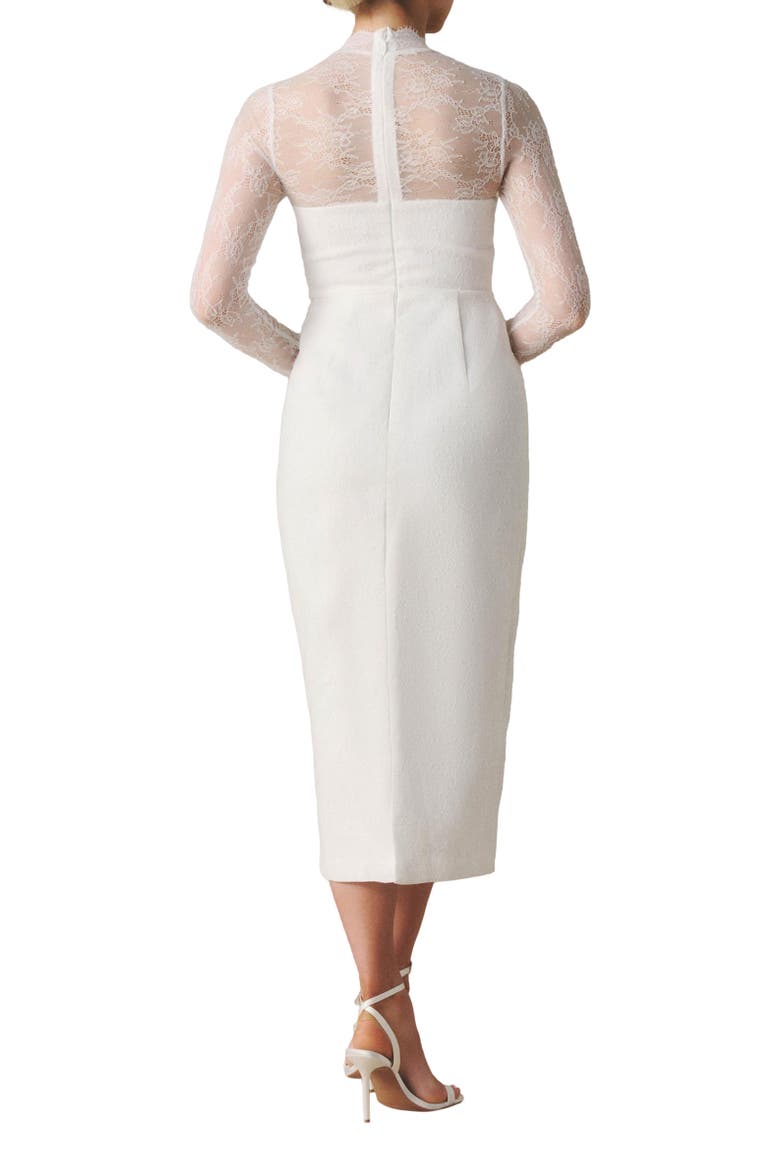 Lace Sleeve Cup Detail Midi Dress, Alternate, color, White