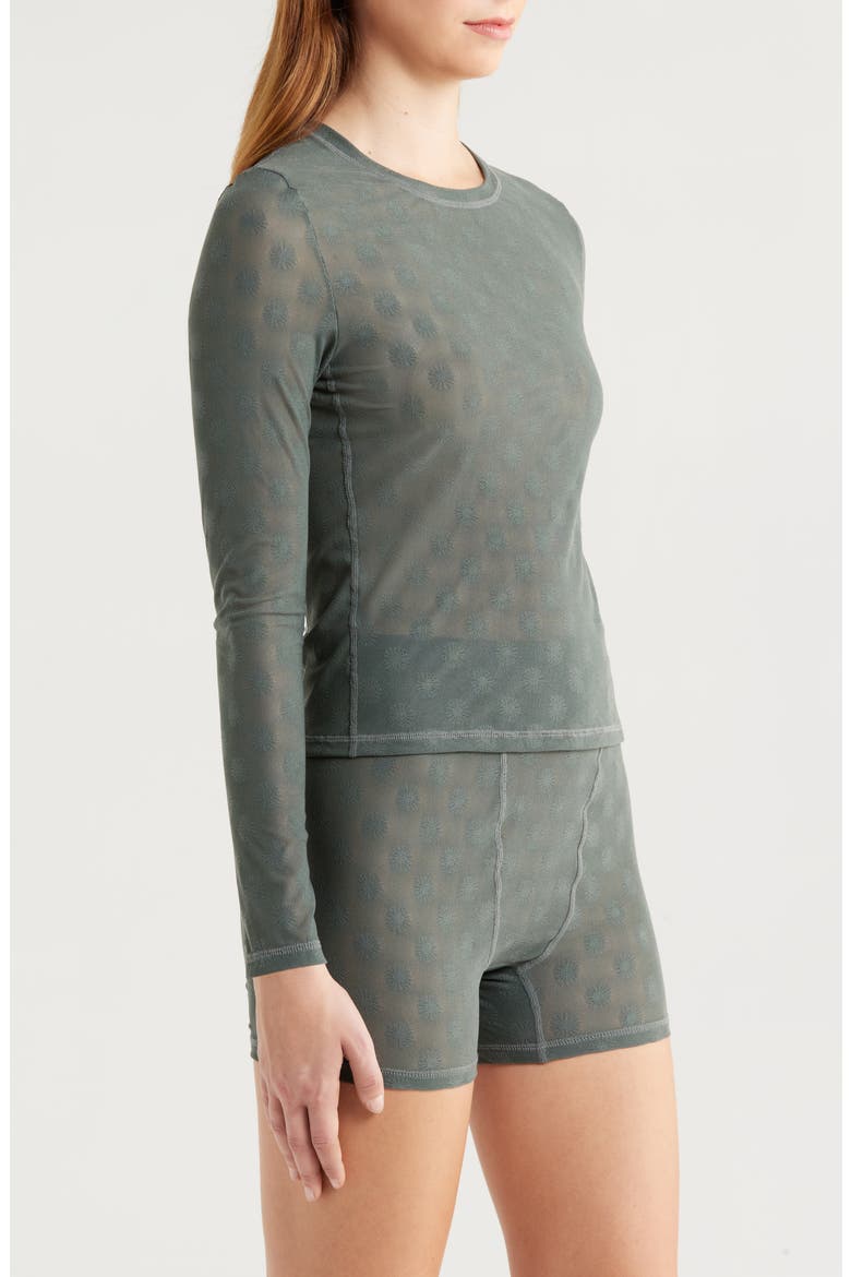 Taliah Mesh Long Sleeve Lounge T-Shirt, Alternate, color, FORESTER SUN