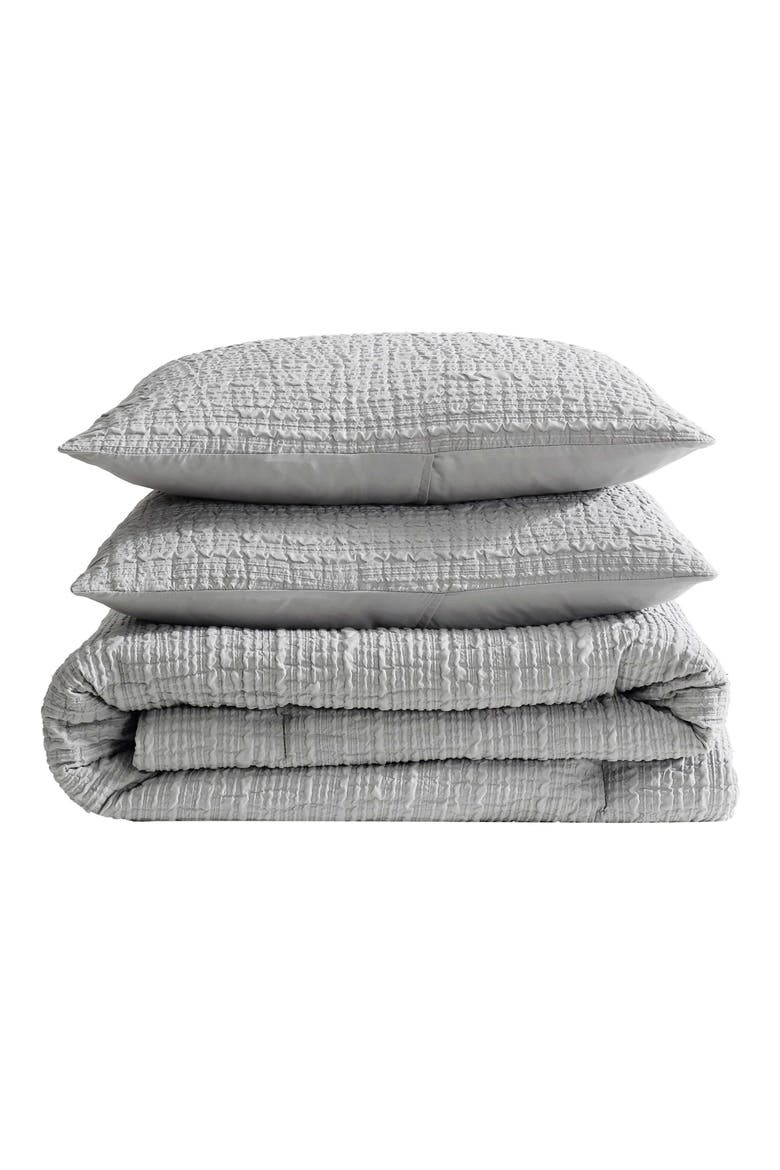 Serenity Wavy Lines Embossed Comforter Set, Main, color, GREY