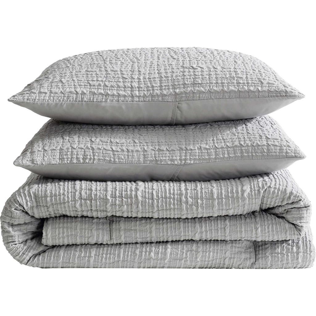 Kenneth Cole New York Serenity Wavy Lines Embossed Comforter Set In Grey