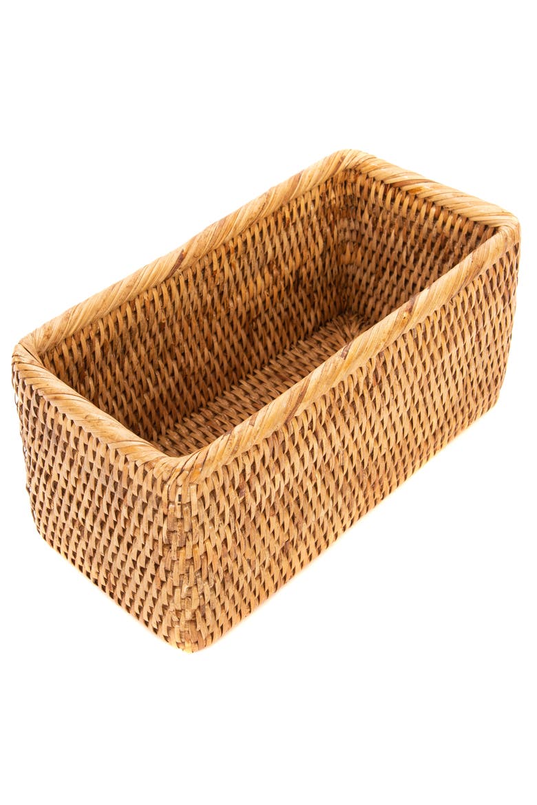 Artifacts Rattan Rectangular Everything Basket, Main, color, Honey Brown