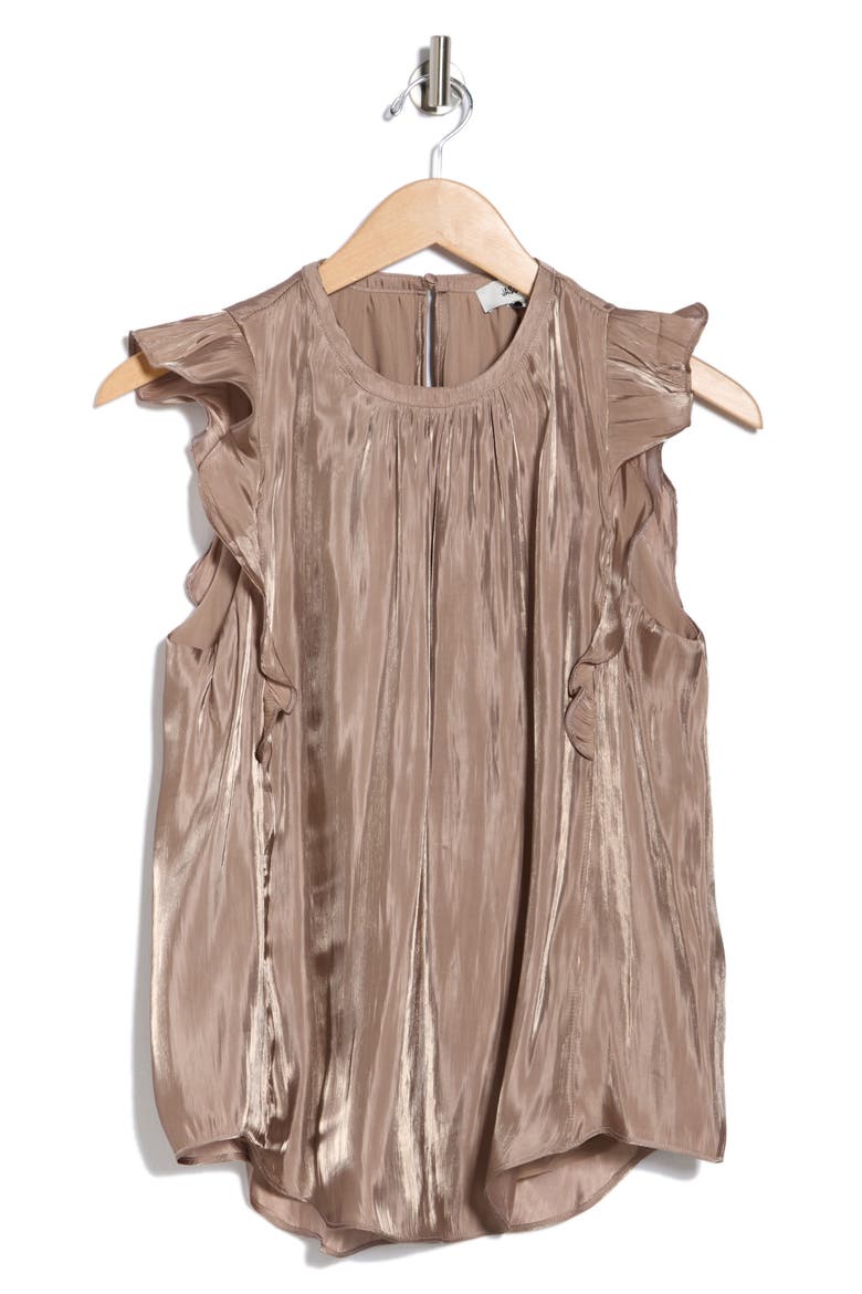 Ruffle Cap Sleeve Top, Alternate, color, MOCHA