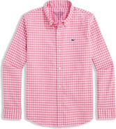 vineyard vines Kids' Skysail Gingham Performance Cotton Button Down Shirt