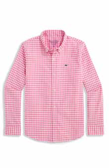 Kids' Skysail Gingham Performance Cotton Button Down Shirt
