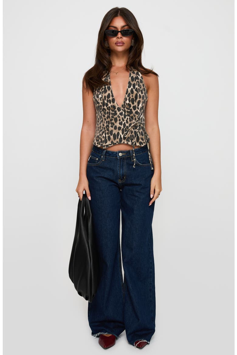 Feel This Way Leopard Denim Halter Top, Alternate, color, LEOPARD