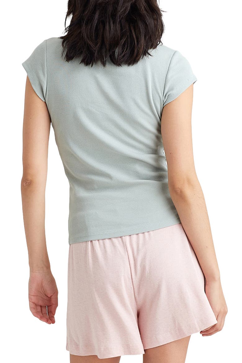 Milla Ribbed Shelf Bra T-Shirt, Alternate, color, LIGHT MOSS
