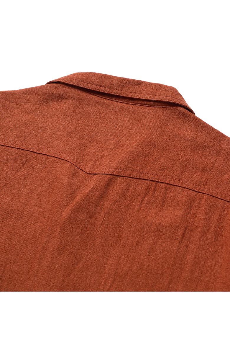 Seager Co Whippersnapper Embroidered Short Sleeve Linen Blend Snap-Up Shirt, Alternate, color, Red Clay