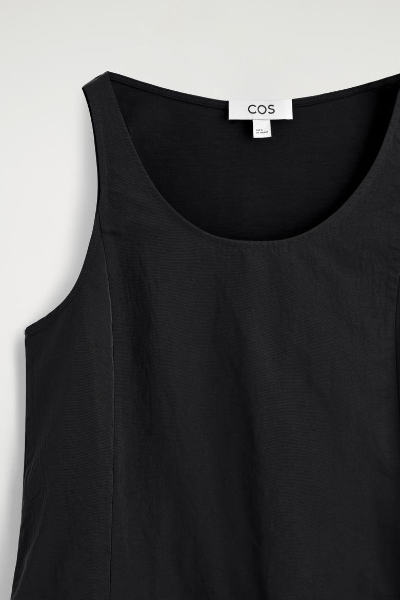 Jersey-Paneled Nylon Mini Dress, Alternate, color, BLACK