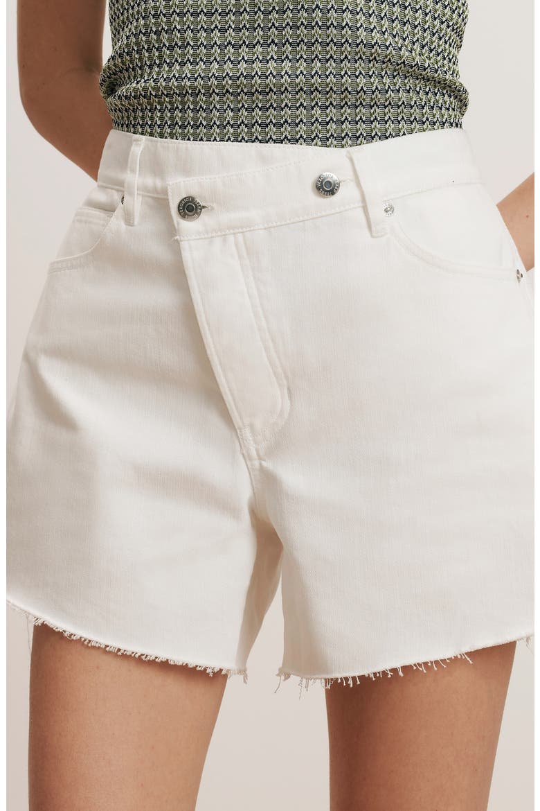 Ellis Overlap Waistband Denim Shorts, Alternate, color, WHITE