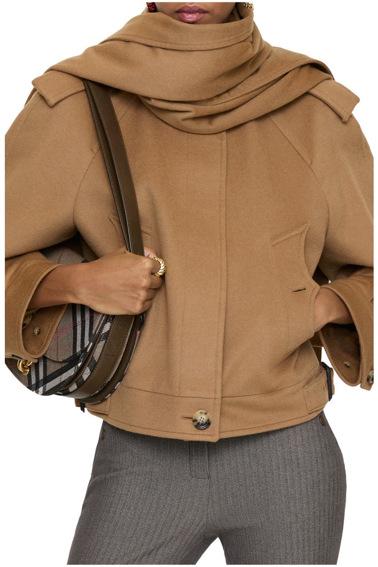 Detachable Scarf Cashmere Jacket, Main, color, Fawn melange