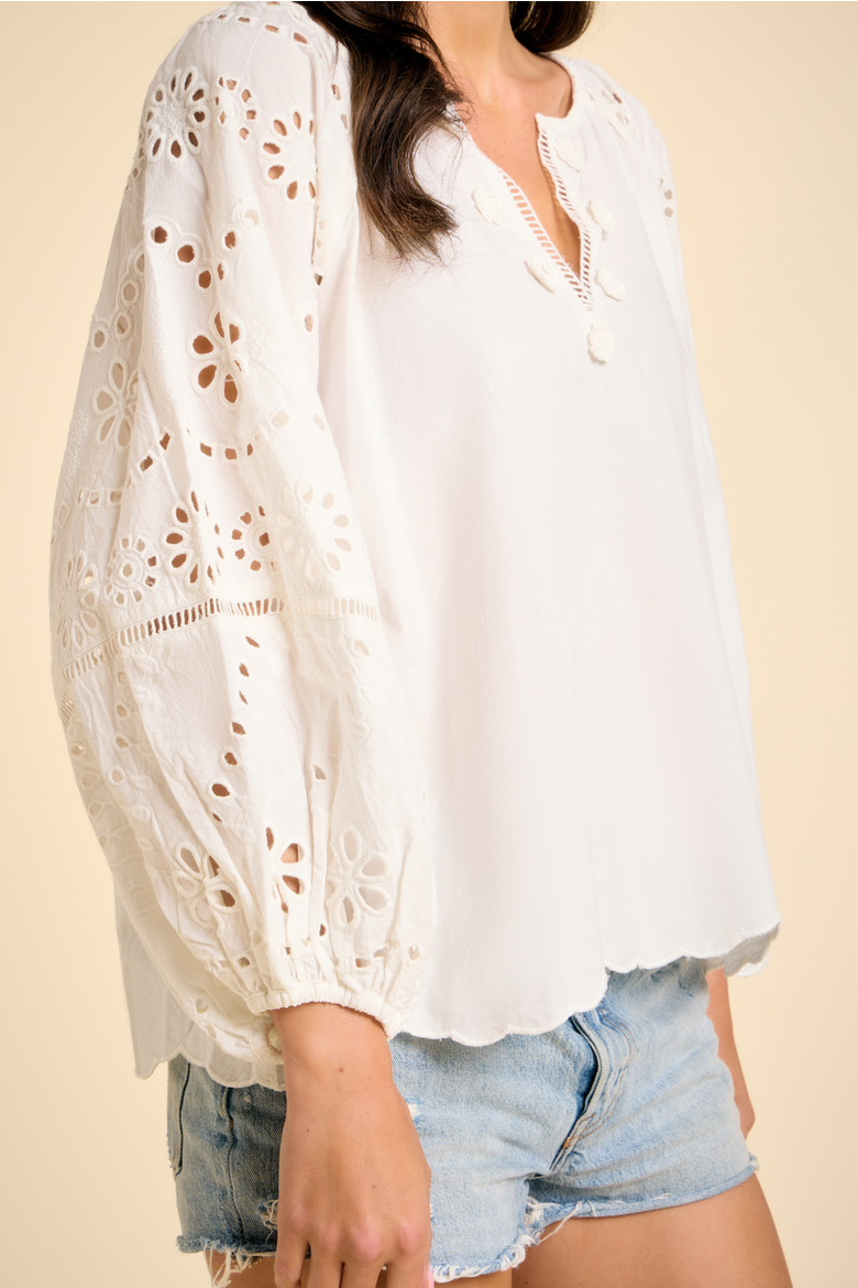 Flowy Donna Eyelet  Blouse, Alternate, color, White