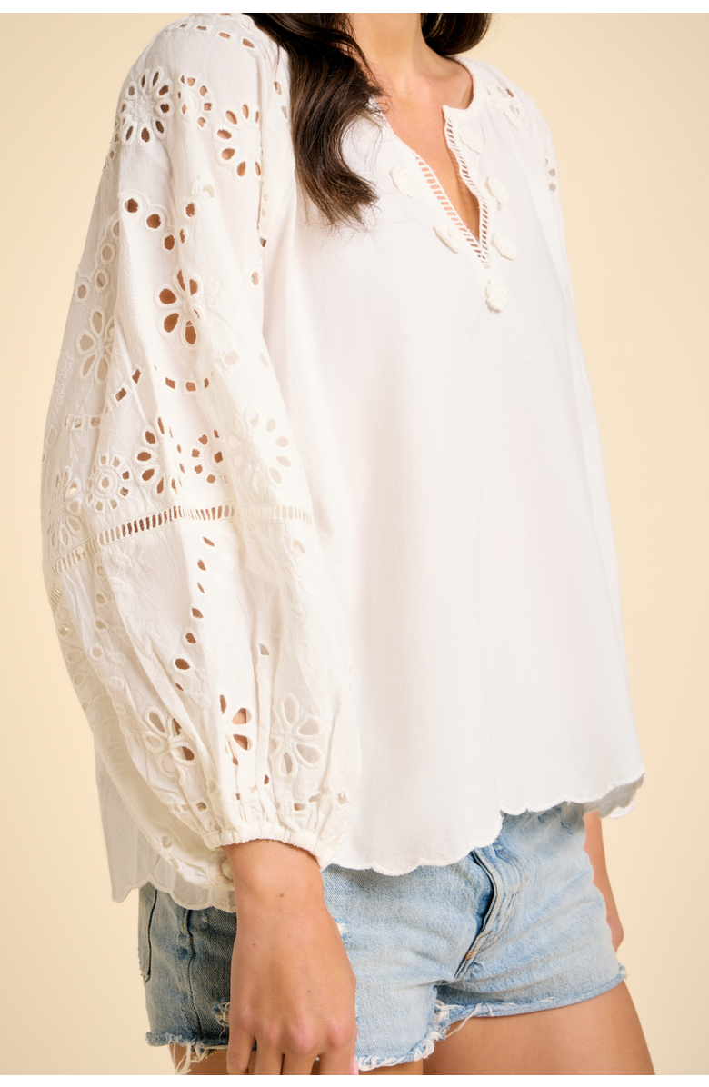 SITANO Flowy Donna Eyelet  Blouse, Alternate, color, White