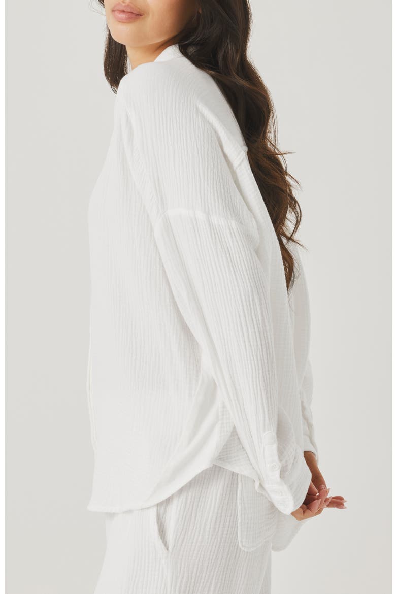 Ava Cotton Gauze Button-Up Shirt, Alternate, color, WHITE