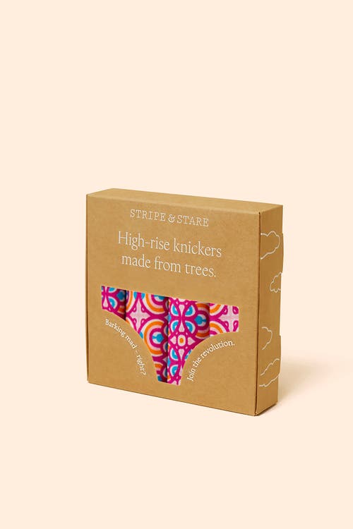 Stripe & Stare High Rise Knicker Four Pack In Pink