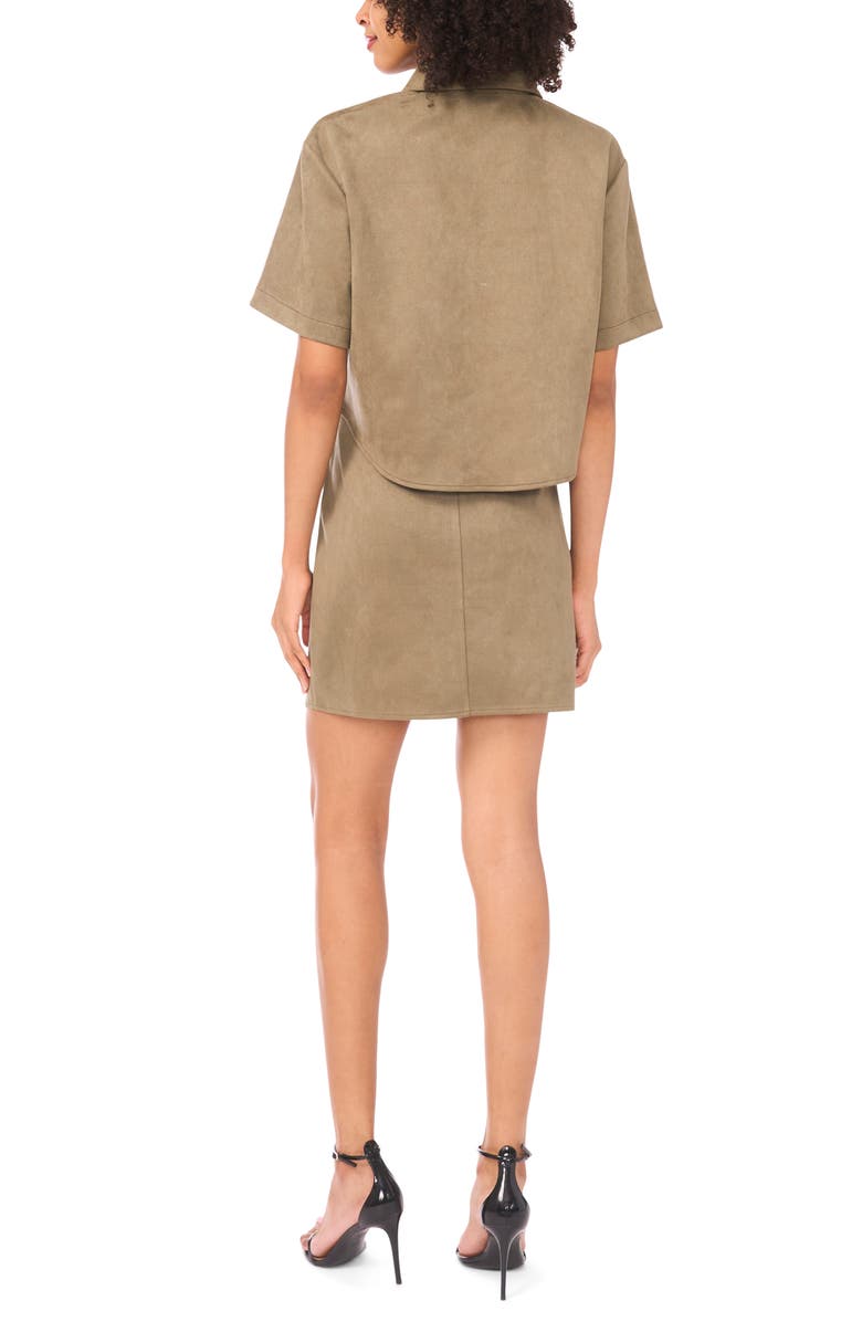 Parker Faux Suede Short Sleeve Button-Up Shirt, Alternate, color, Olive