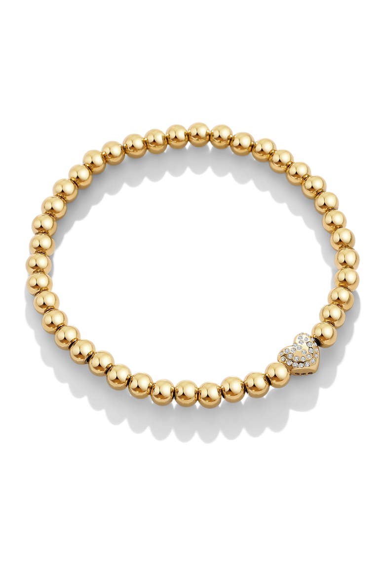 Pave Heart Gold Beaded Bracelet, Main, color, Gold-Tone
