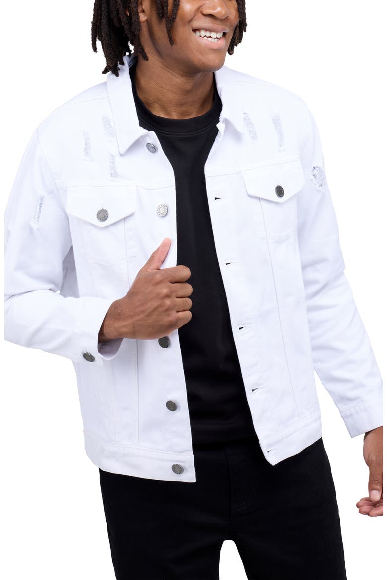 Slim Washed Denim Jacket, Alternate, color, WHITE