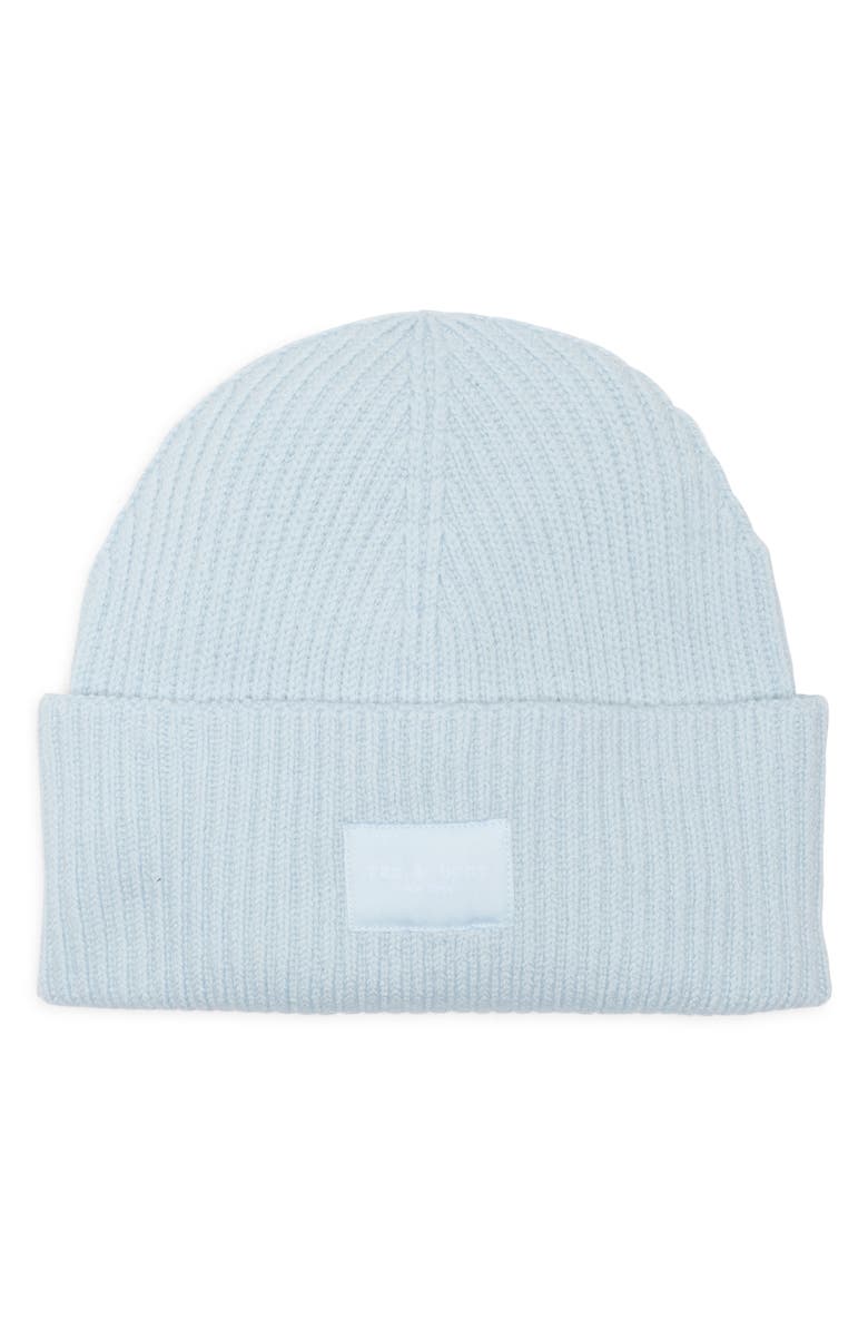 rag & bone Blake Logo Patch Wool Blend Rib Beanie, Main, color, Skblu