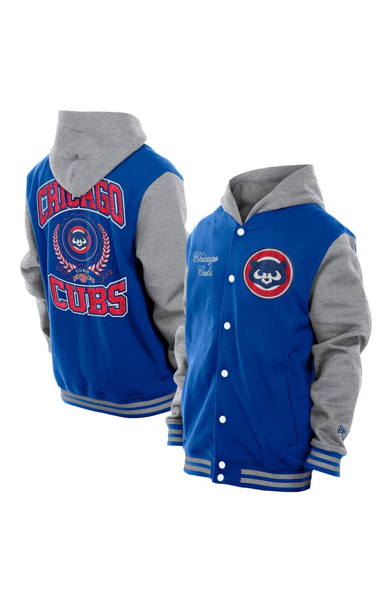 New Era Men's New Era Royal Chicago Cubs Throwback Prep Full-Snap Hoodie Jacket, Main, color, Royal
