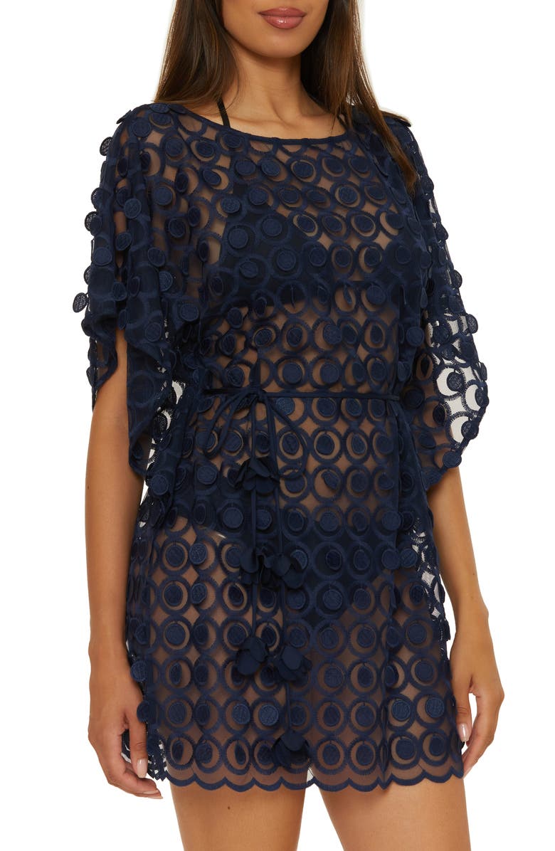 Trina Turk Bubbly Sheer Cover-Up Tunic, Alternate, color, Ink